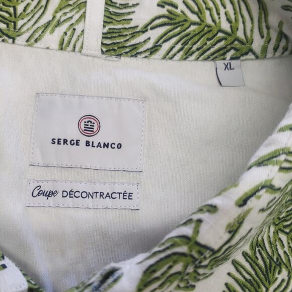 Serge Blanco Short Sleeve Shirt Botanical Print Men's Size XL Green NWT - Picture 4 of 12